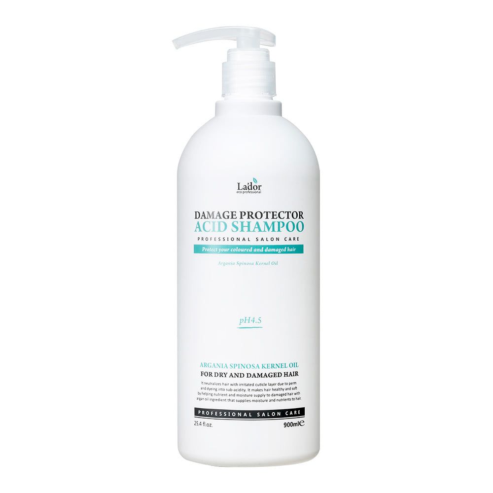 Lador Damaged protector acid shampoo 900ml Профессиональный бесщелочной шампунь с коллагеном и аргановым маслом 900мл
