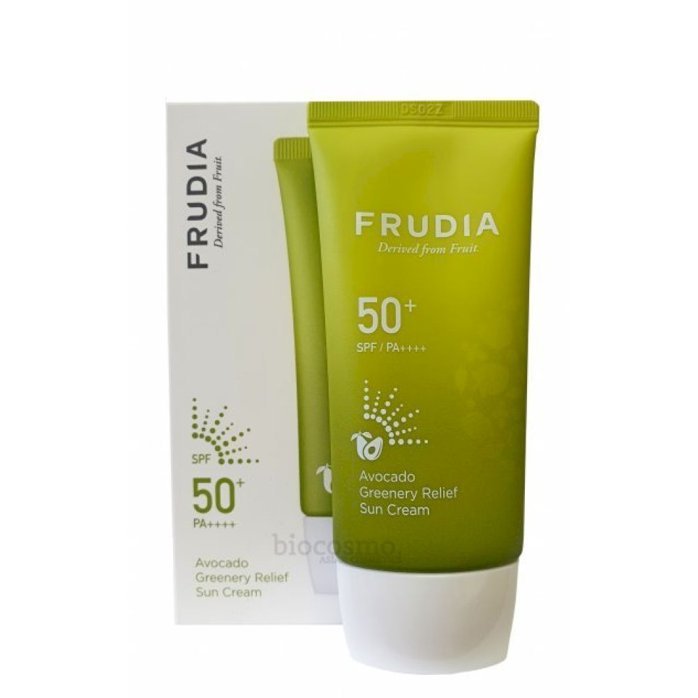 FRUDIA Солнцезащитный восстанавливающий крем с авокадо SPF50 + PA ++++ (50г) / Frudia Avocado Greenery Relief Sun Cream SPF50+ PA++++