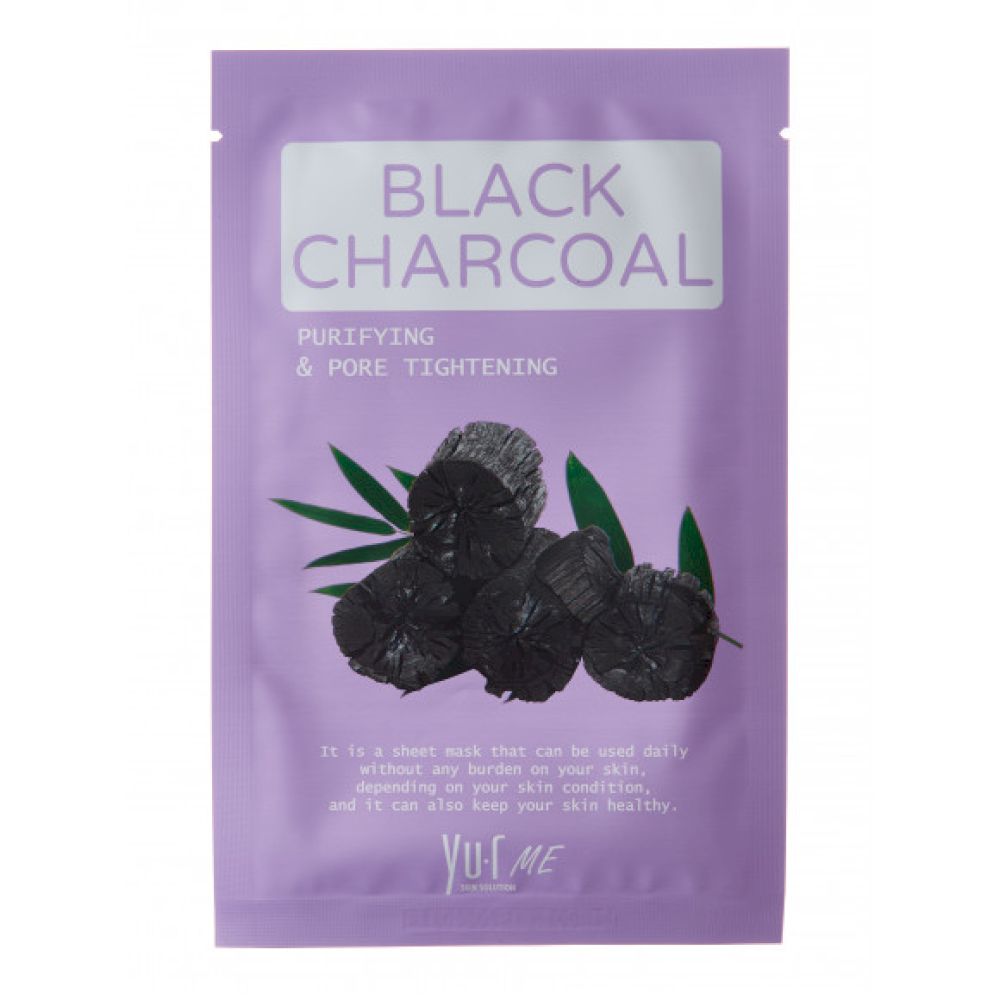 YU.R ME Black Charcoal Sheet Mask Маска для лица с экстрактом угля
