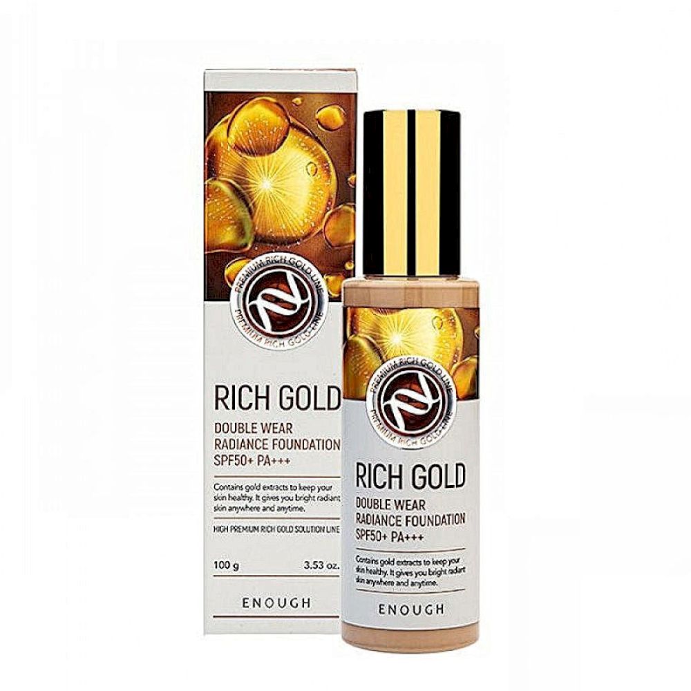 ENOUGH Rich Gold Double Wear Radiance Foundation SPF50+ PA+++. Тональная основа с золотом для сияния кожи №23 тон