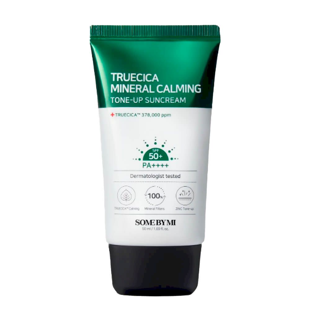 SOME BY MI TRUECICA MINERAL CALMING TONE-UP SUNCREAM Успокаивающий укрепляющий солнцезащитный крем с экстрактом центеллы азиатской 50мл