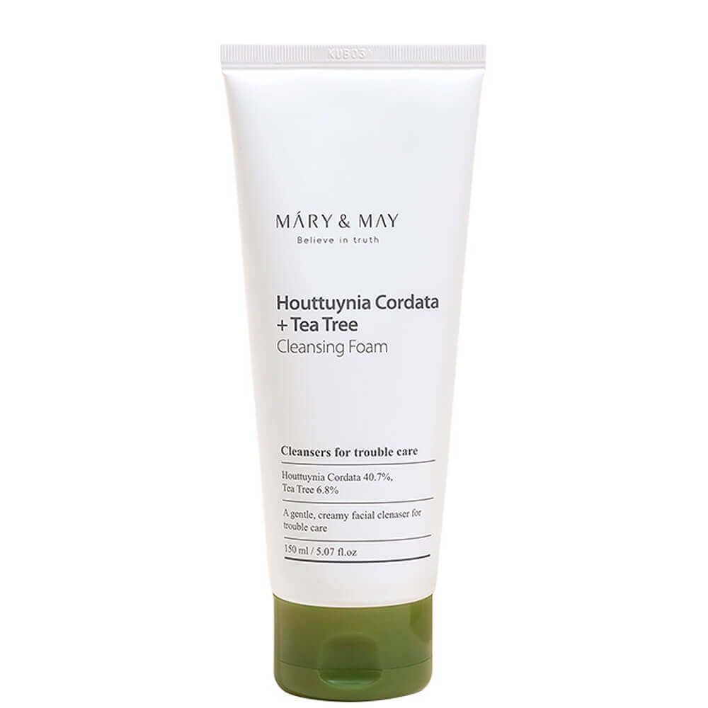 Пенка для умывания с хауттюйнией и чайным деревом | Mary&May Houttuynia Cordata + Tea Tree Cleansing Foam 150ml
