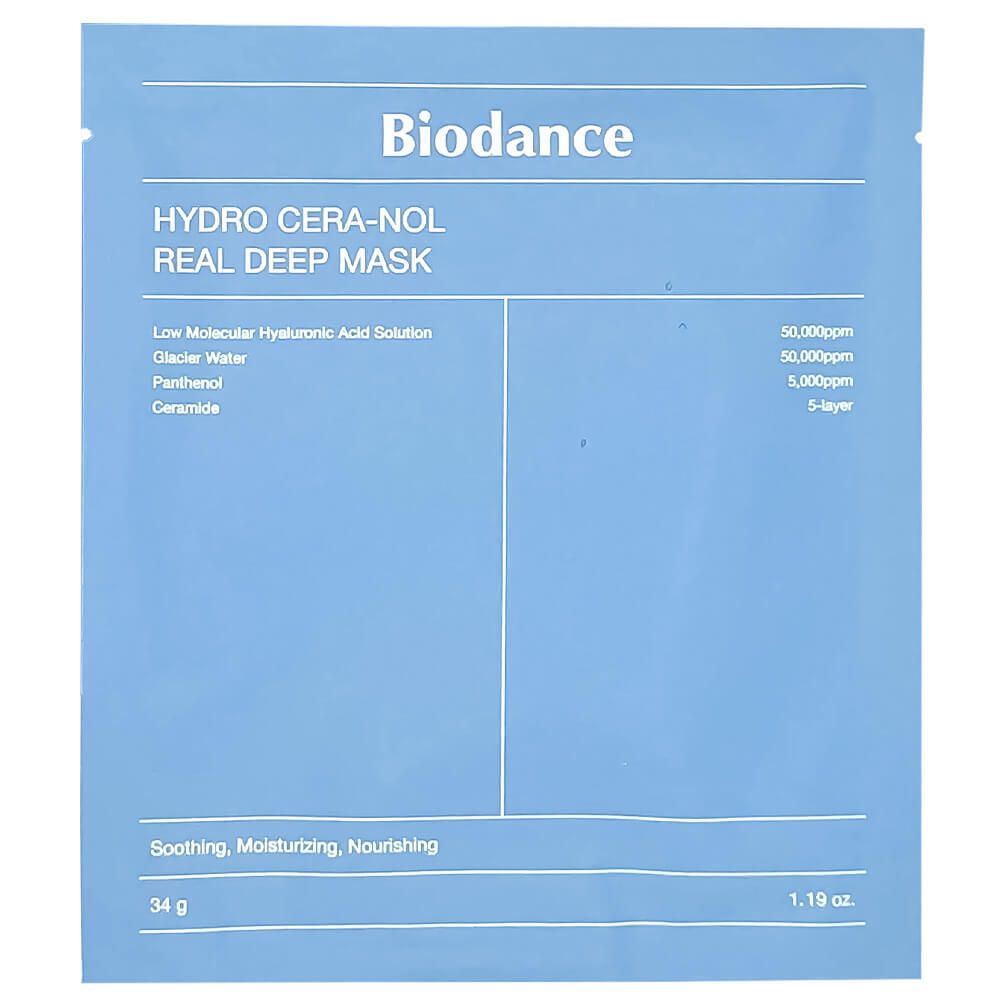 Маска восстанавливающая гидрогелевая с пантенолом и керамидами | Biodance Hydro Cera-nol Real Deep Mask