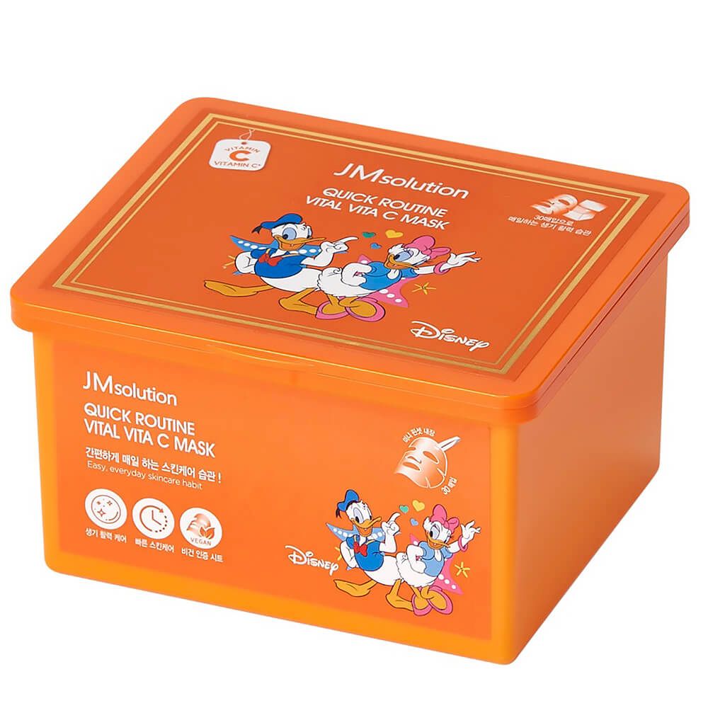 JMSolution Mask Disney Quick Routine Vital Vita C Набор масок для выравнивания тона лица с витамином C, 350мл(30шт)