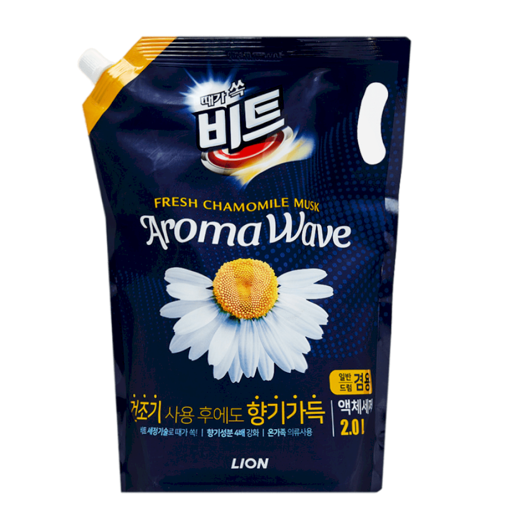 LION BEAT Aromawave (chamomile) Концентрированное жидкое средство для стирки "AROMA WAVE" свежая ромашка 2000мл